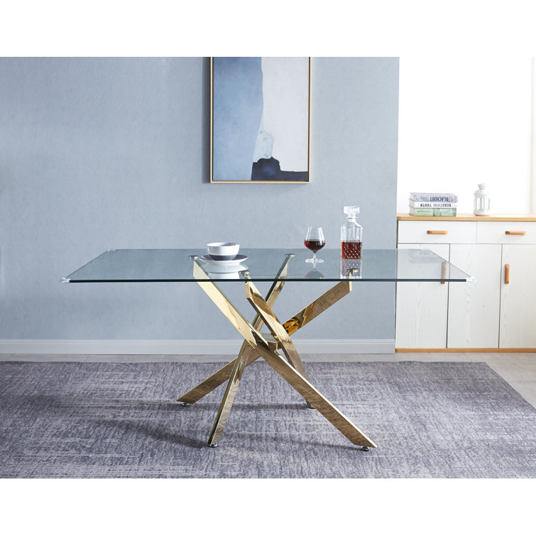 Avellino Monifah Dining Table Gold Wayfair Canada